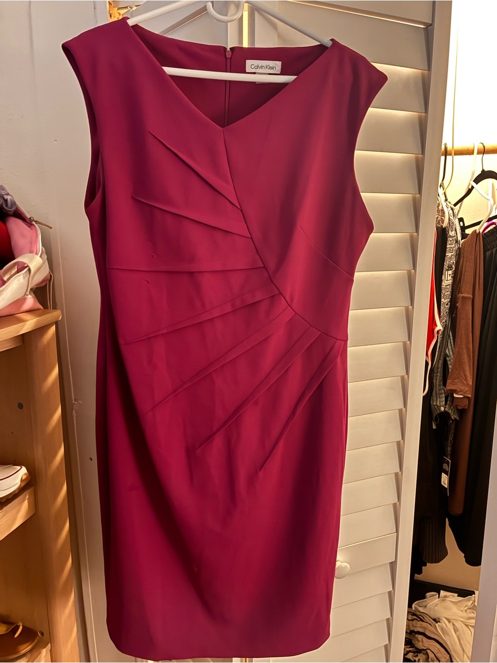 Calvin Klein Sleeveless Midi Dress in Deep Berry